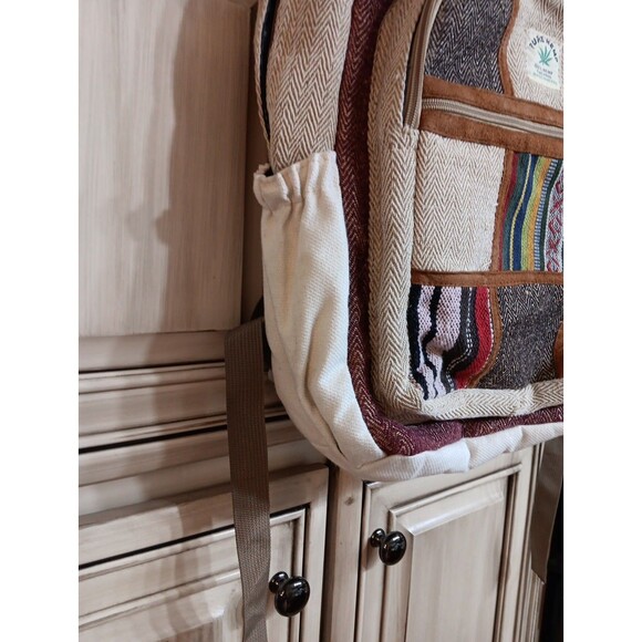 Pure Hemp Artisan Boho Himalayan Hemp Multi Color Embroidered Backpack THC FREE - Picture 7 of 11